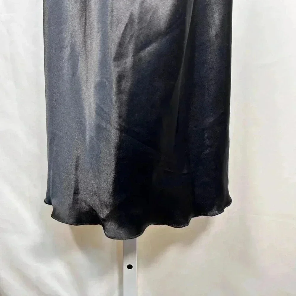 Vintage Bebe Slip Dress Size Medium Black Satin Smooth Date City